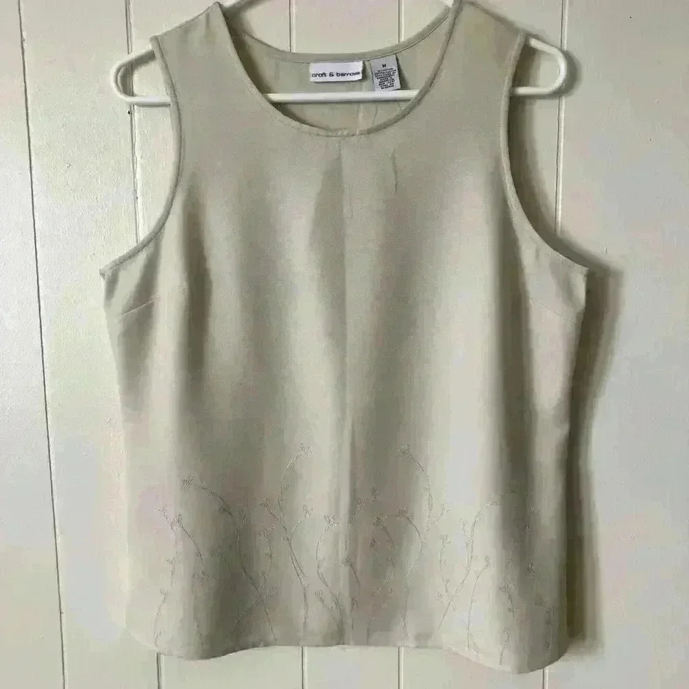 Croft & Barrow Women’s Sleeveless Embroidered Rayon Top Blouse Size M